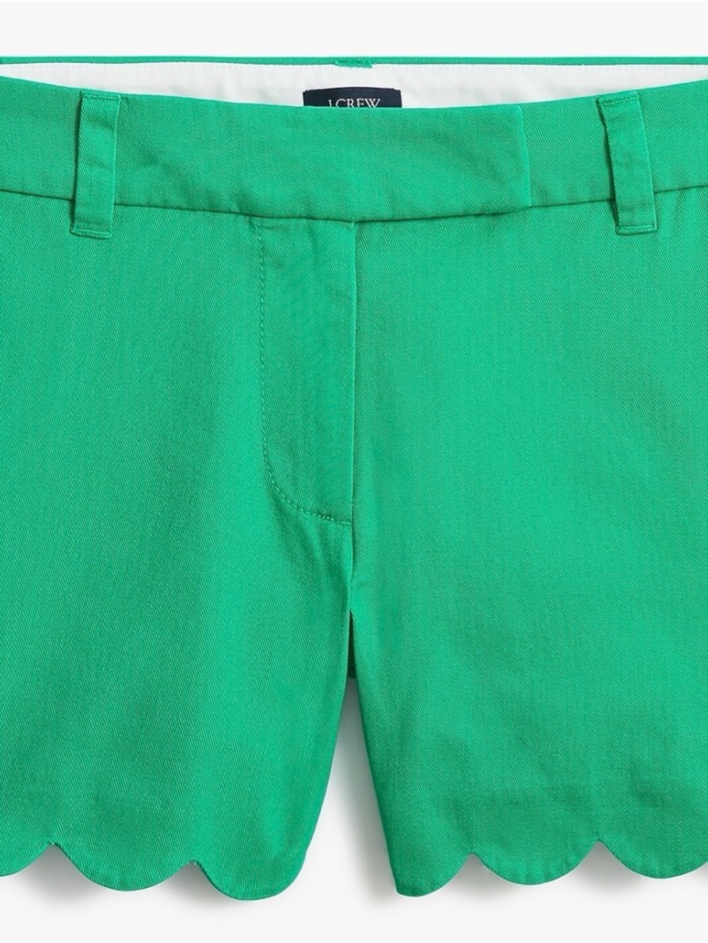J.CREW Kelly Green Scallop Hem Chino Shorts Size 16 Cotton 3.5”